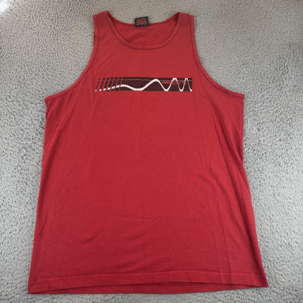 VTG 90's Gecko Hawaii Sleeveless Tank Top Shirt Size Large Surf Skate Red